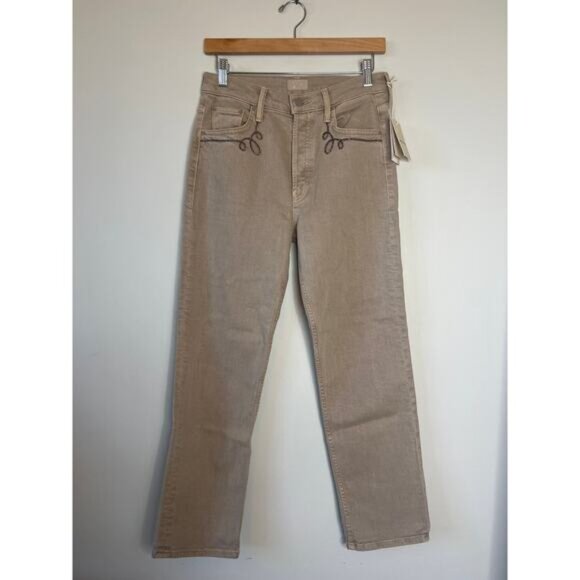NWT Mother The Tomcat High Waist Stretch Ankle Straight Leg Jeans Tan Size:28 - Picture 2 of 9